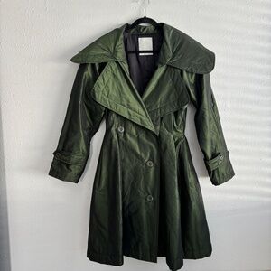 C'est Vrai Norihisa Ota RARE Vintage Y2K 100% Silk Green Trench Coat